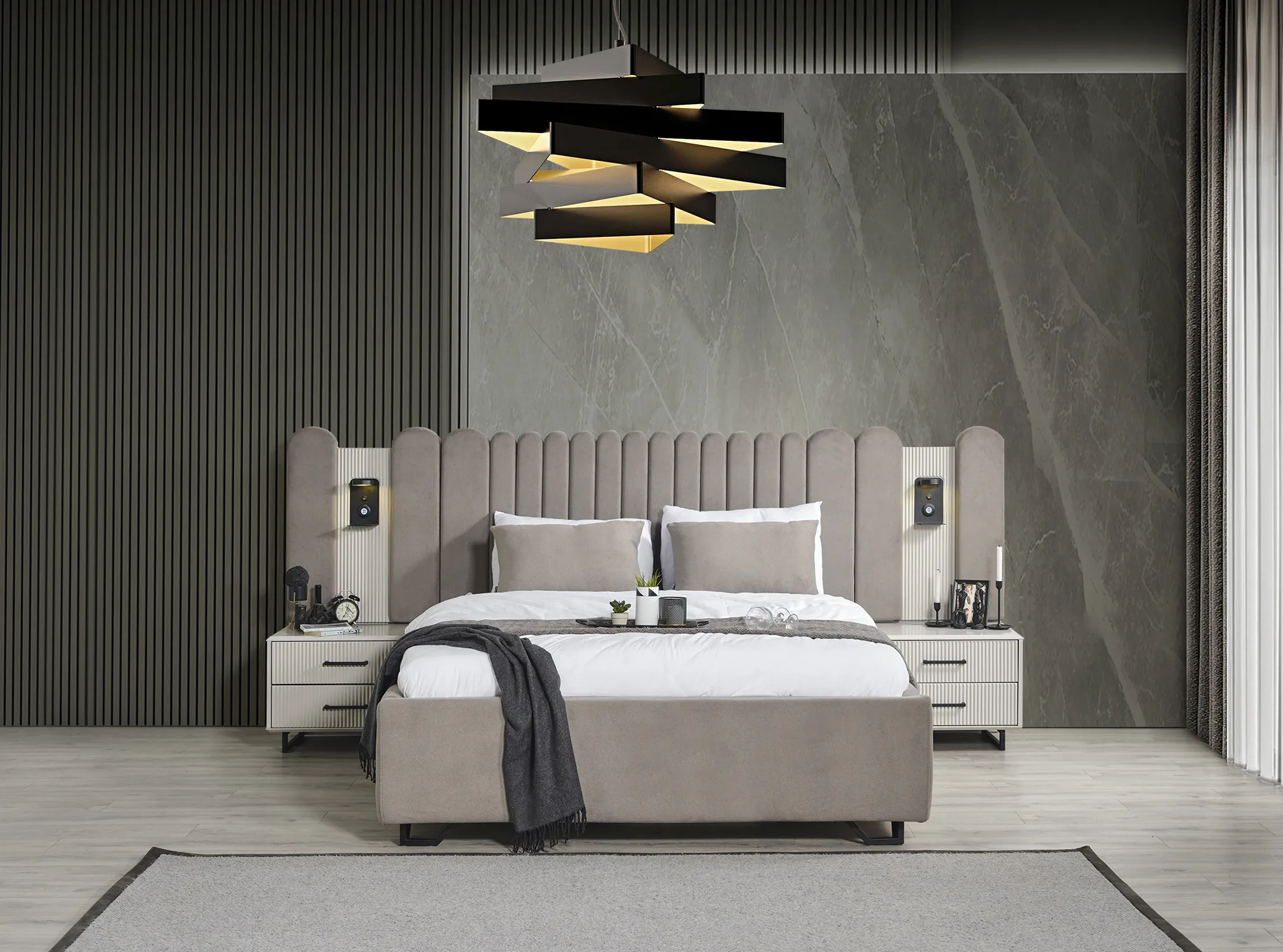Bazalı Karyola ve Başucu - 180 cm